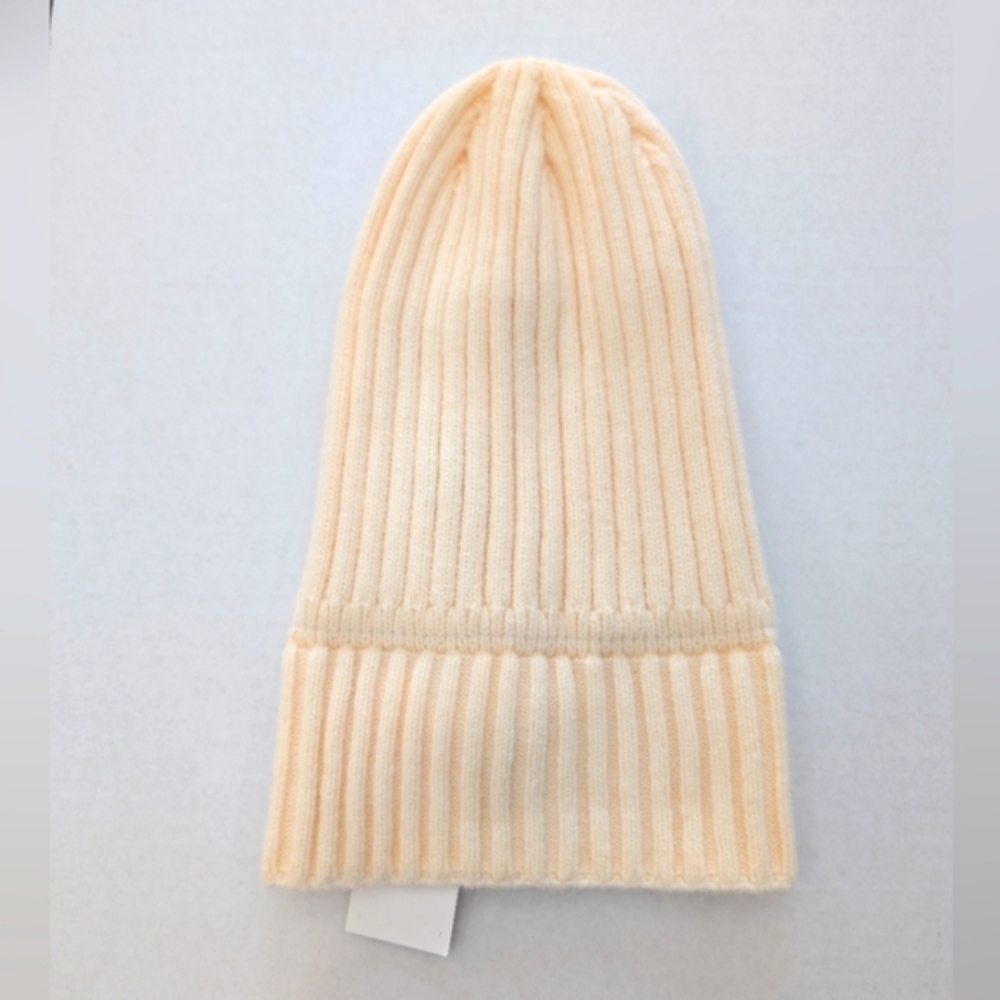 Blush Cream Ribbed Beanie Hat - Picture 3 of 3